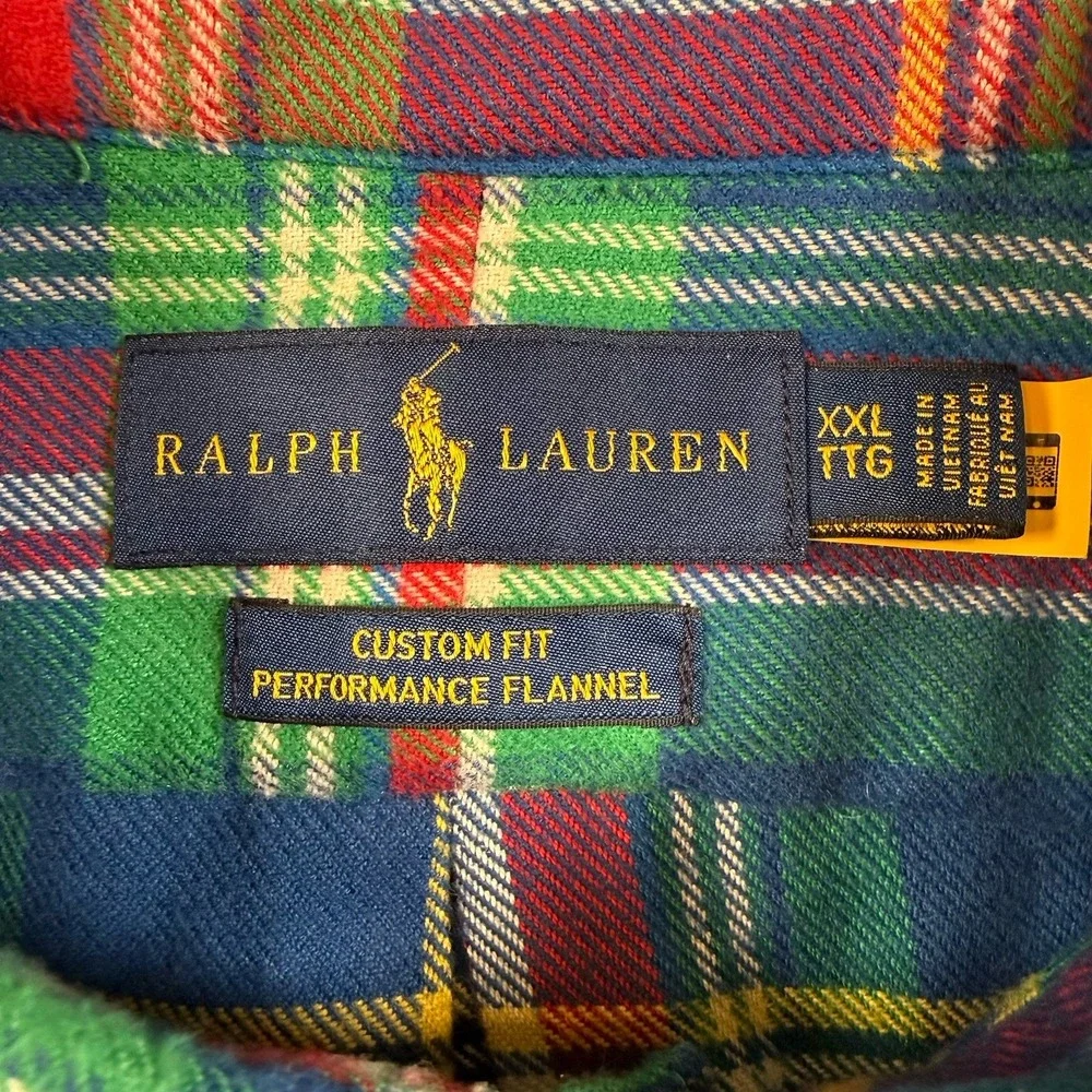 Polo Ralph Lauren Classic Fit Performance Flannel Shirt XXL Blue Plaid Long Slee
